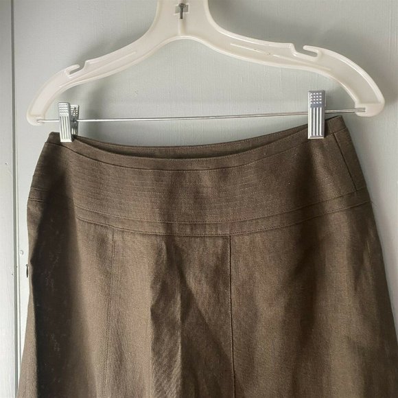Talbots Skirt Irish Linen Brown Knee Length slits - Picture 2 of 10